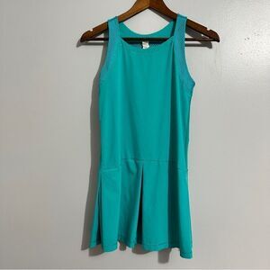 IVIVVA BY LULULEMON DRESS GIRL'S WITH MESH SIZE 14 TURQUOISE